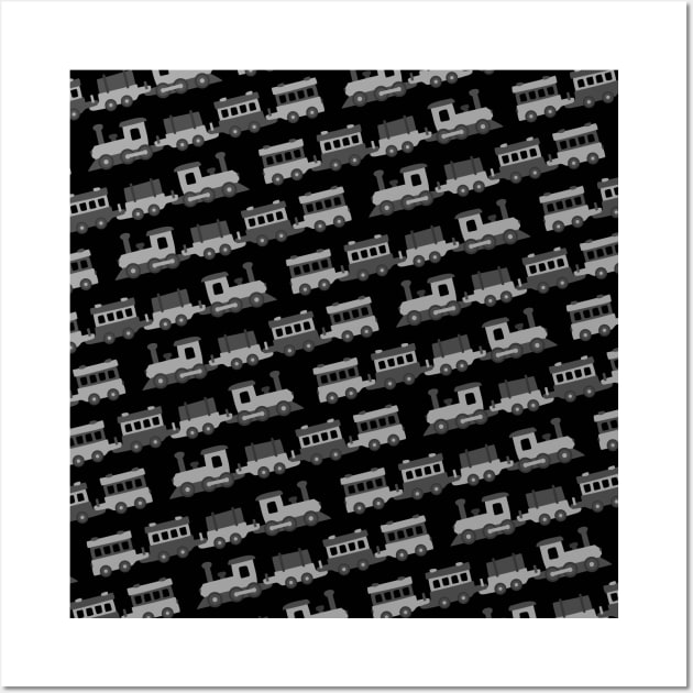 Railfan Wooden Train Black and Gray Pattern Wall Art by XOOXOO